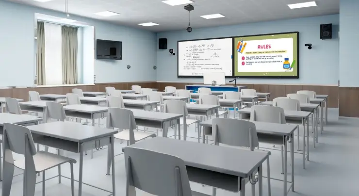 smart classroom solutions UAE - digital classroom solutions - modern classroom design UAE - smart classroom integrator Abu Dhabi - modern classroom setup